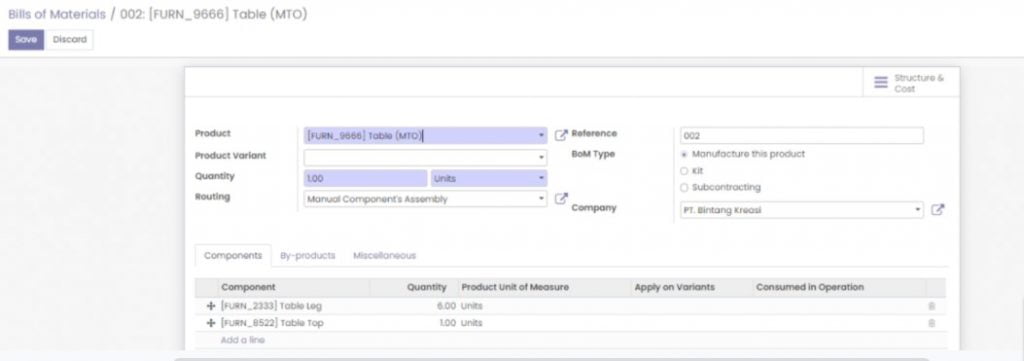 Panduan Odoo Manufacturing