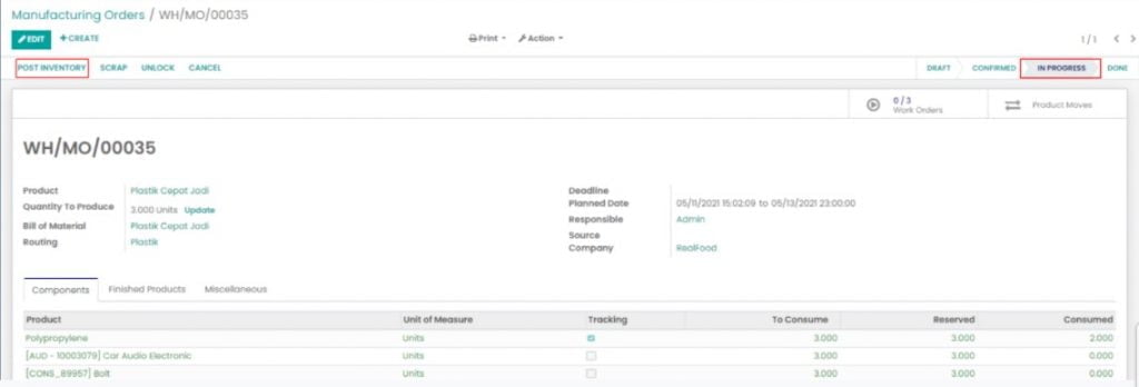 Panduan Odoo Manufacturing