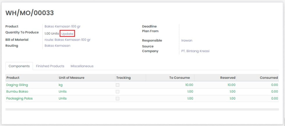 Panduan Odoo Manufacturing