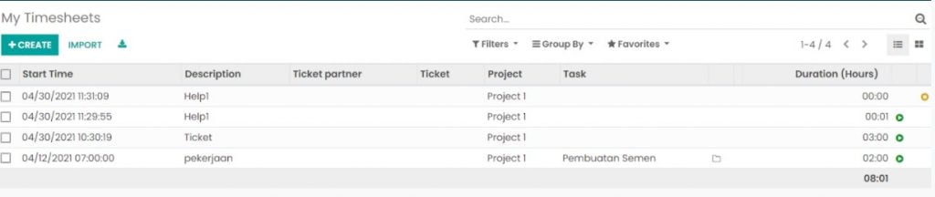 Panduan Odoo Timesheets