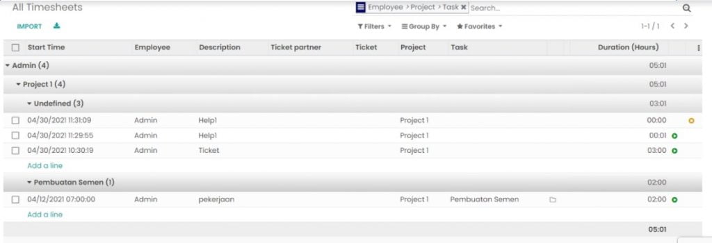 Panduan Odoo Timesheets