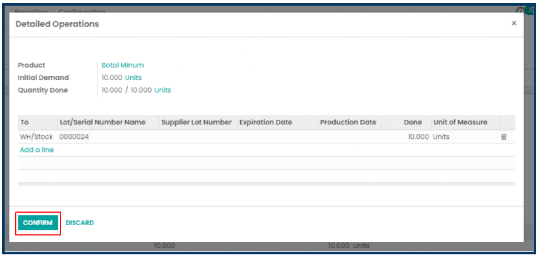 Odoo Lot/ Serial Number Detailed Operations