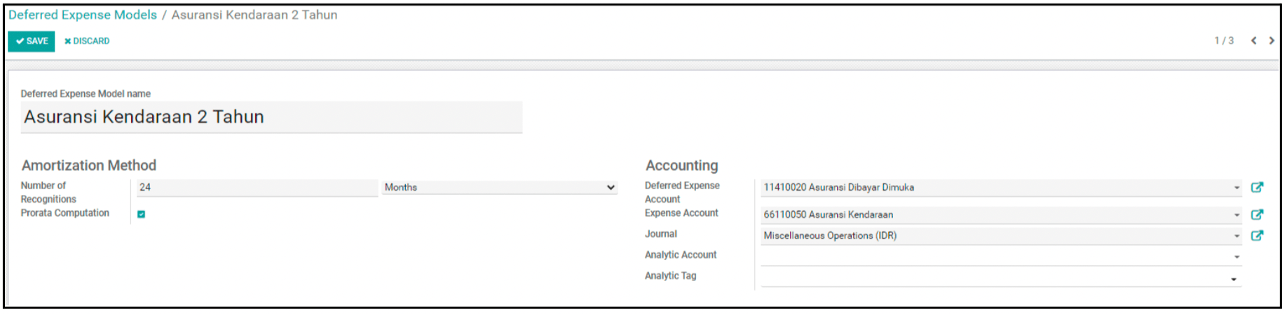 Odoo Accounting Module Configuration Deferred Expense