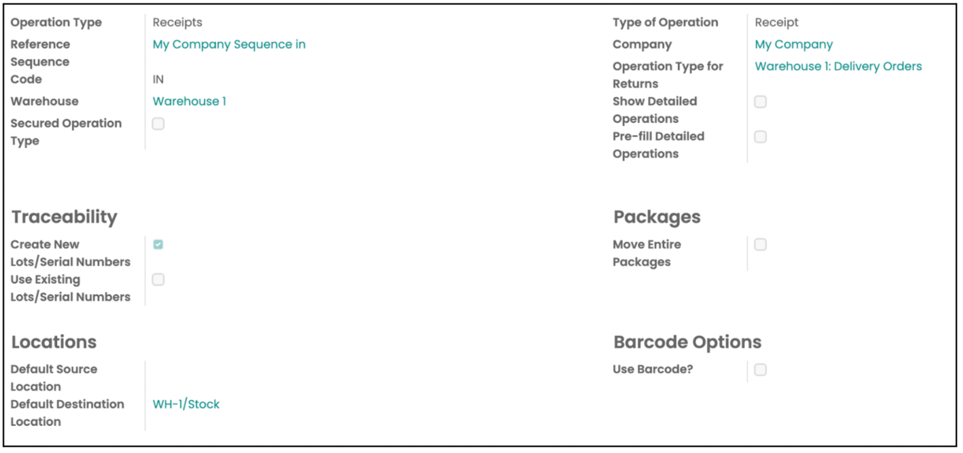 Odoo Inventory Module Configuration Operation Types