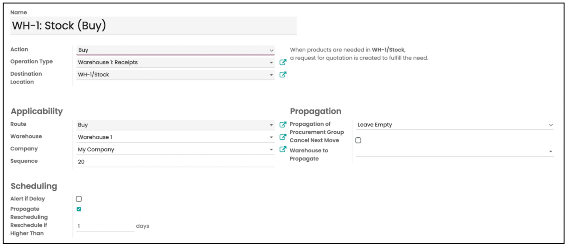 Odoo Inventory Module Configuration Rules