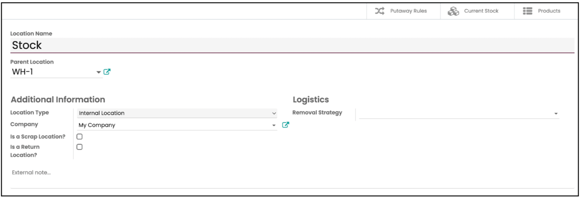 Odoo Inventory Module Configuration Locations