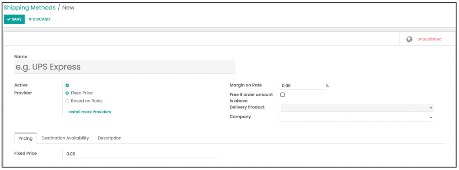 Odoo Sales Module Configuration Shipping Methods