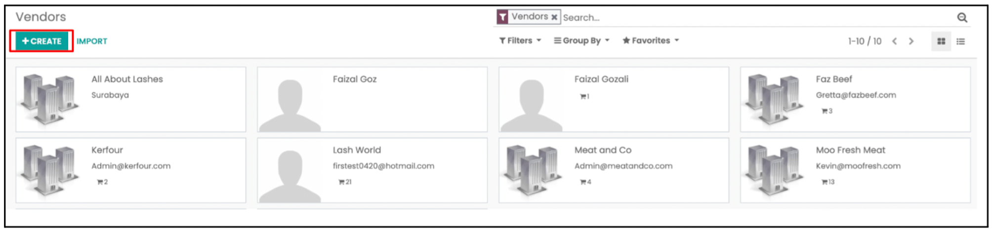 Create Vendor Data