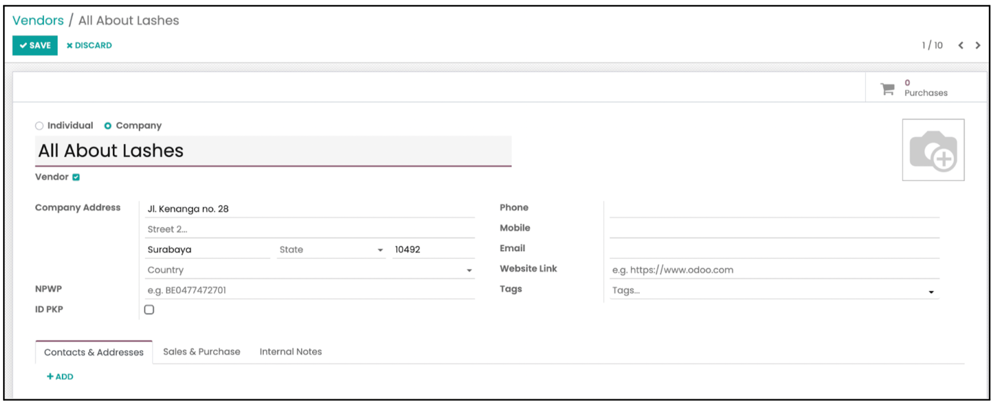 Create Vendor Data