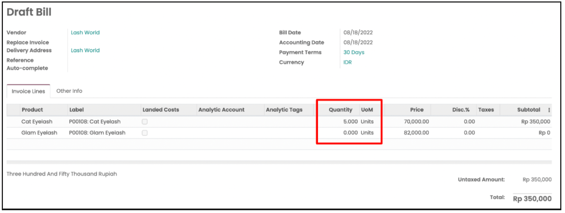 Draft Vendor Bill