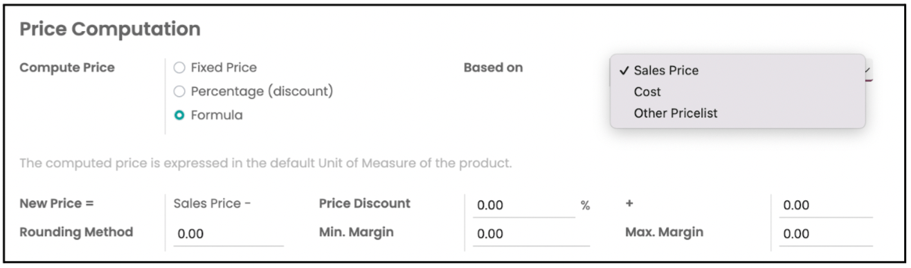 Odoo User Guide Sales Module Membuat Daftar Harga (Pricelist) Price Computation