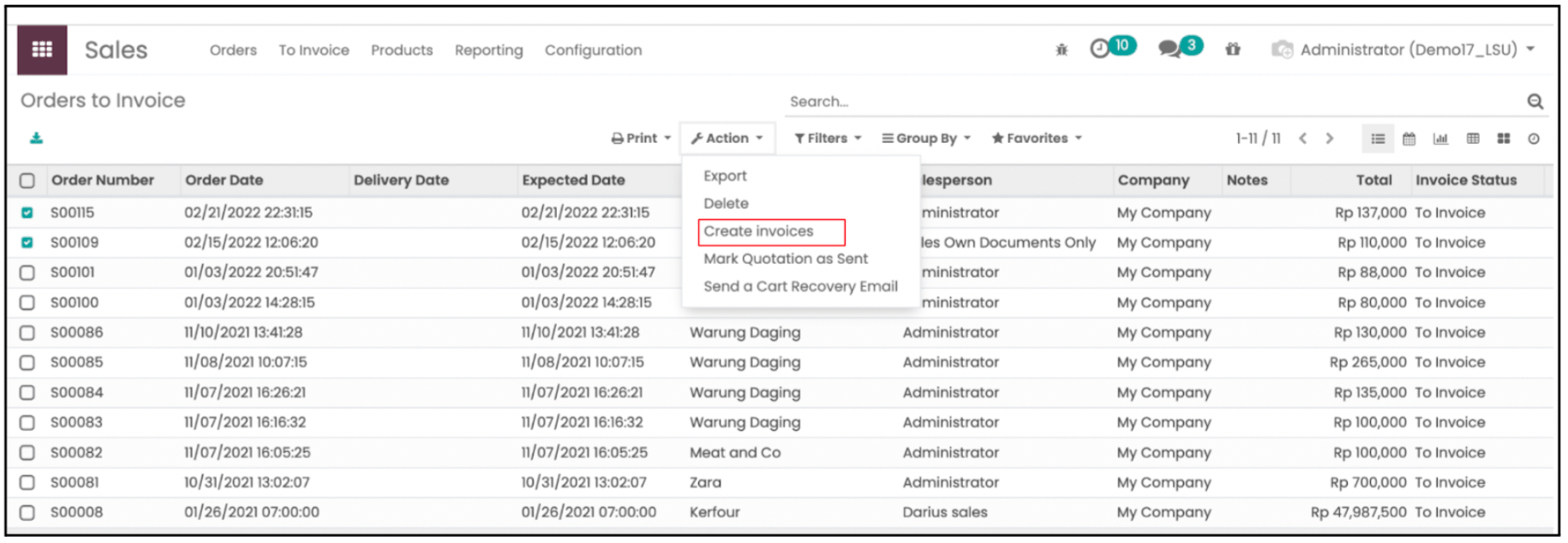 Invoice Creation