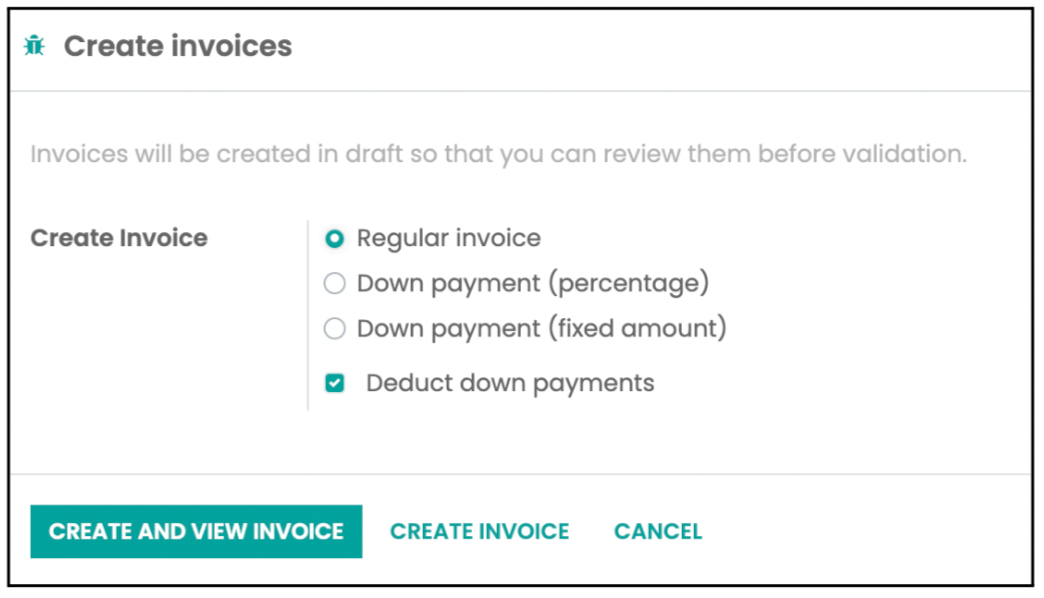 Odoo User Guide Sales Module Deduct Down Payments