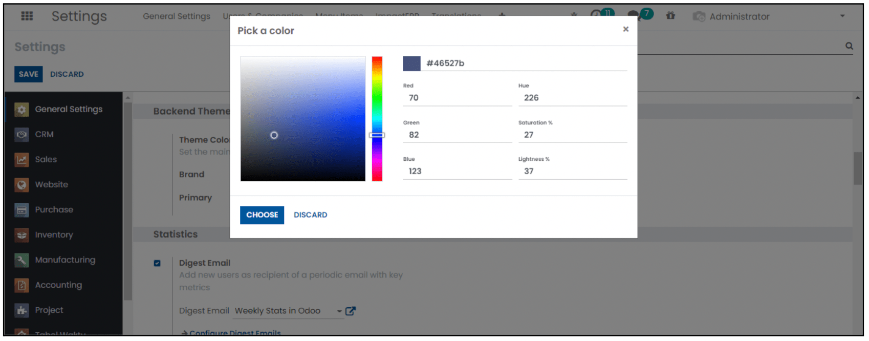 Pengaturan Backend Theme