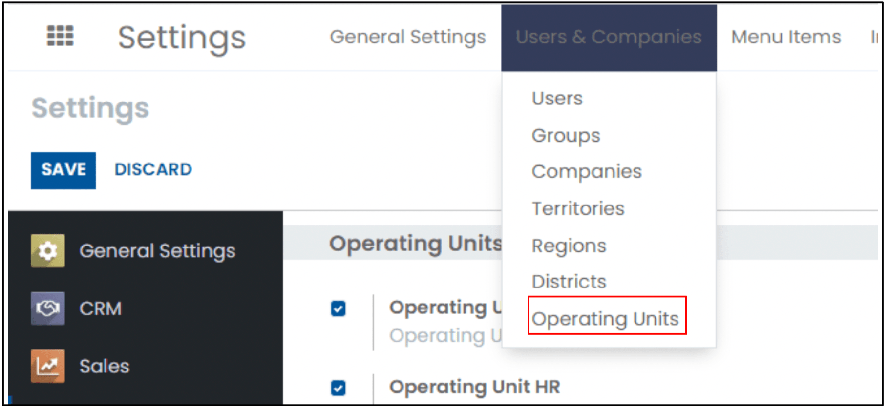Odoo General Settings Konfigurasi Settings Operating Unit