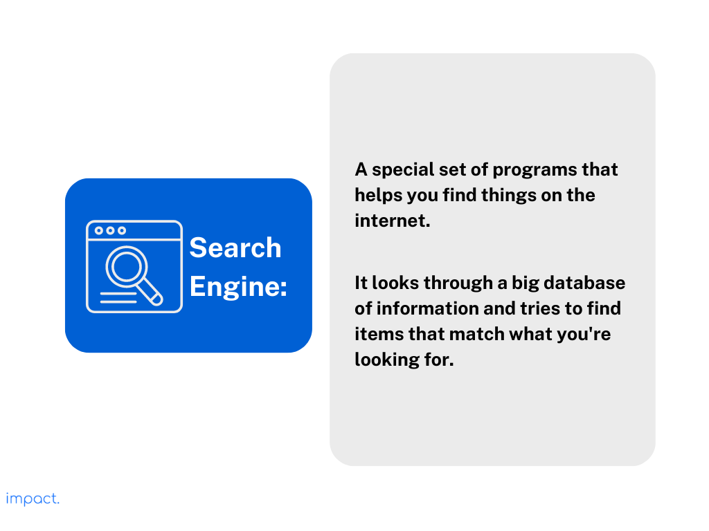 The definition for what is a search engine