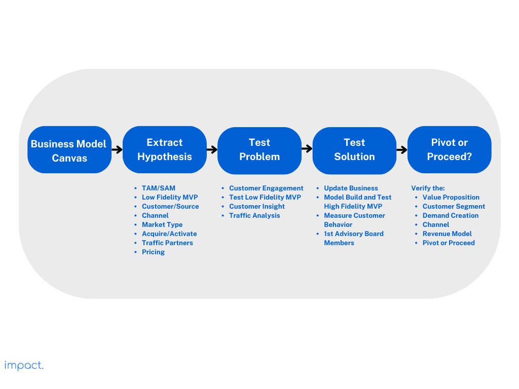Steps on creating a web startup, categorized.