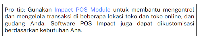 Pro tip impact POS module