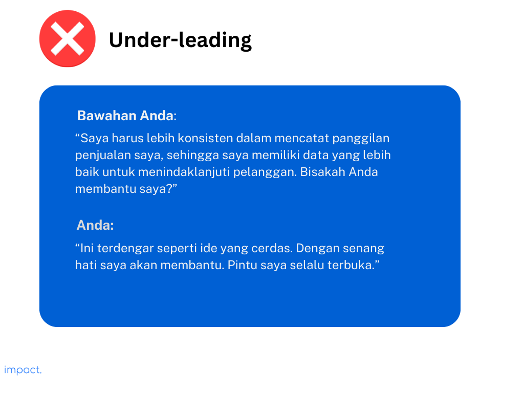 Percakapan yang menunjukkan under-leading.