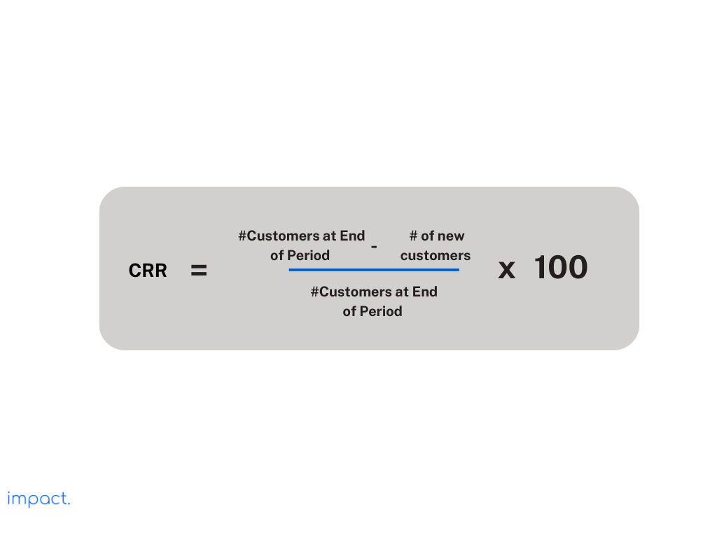 Formula untuk customer retention rate.