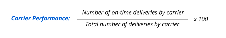 carrier performance formula – Transportation Management Metric