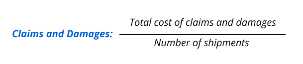 claims and damages formula – Transportation Management Metric