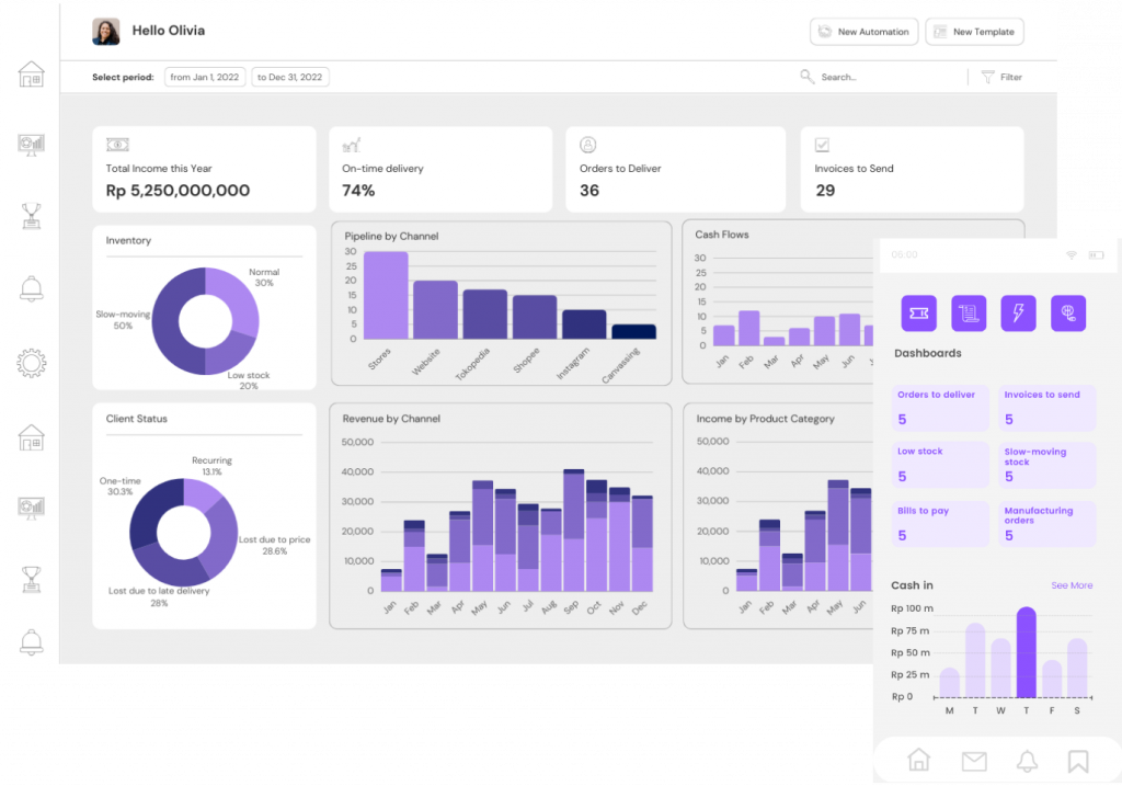 impact ERP system dashboard